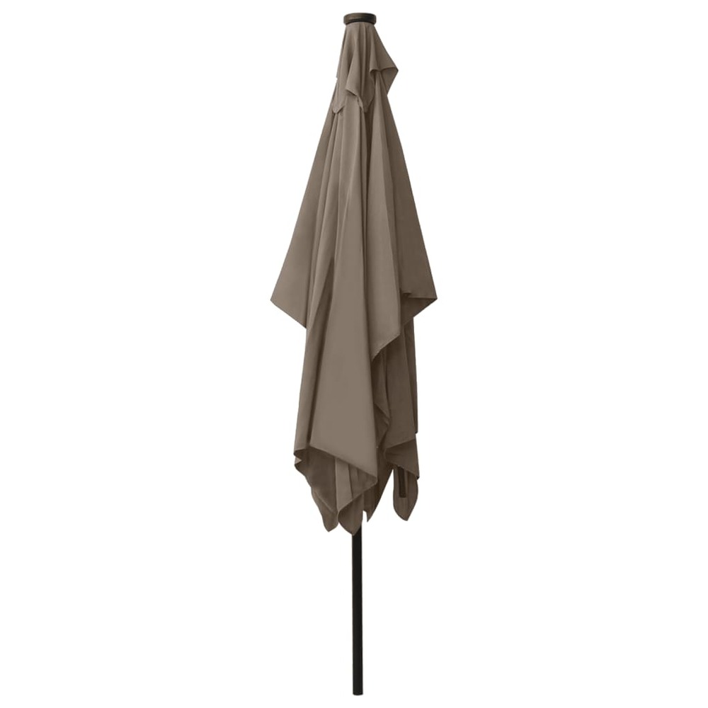 Parasol avec led et mât en acier taupe 2 x 3 m