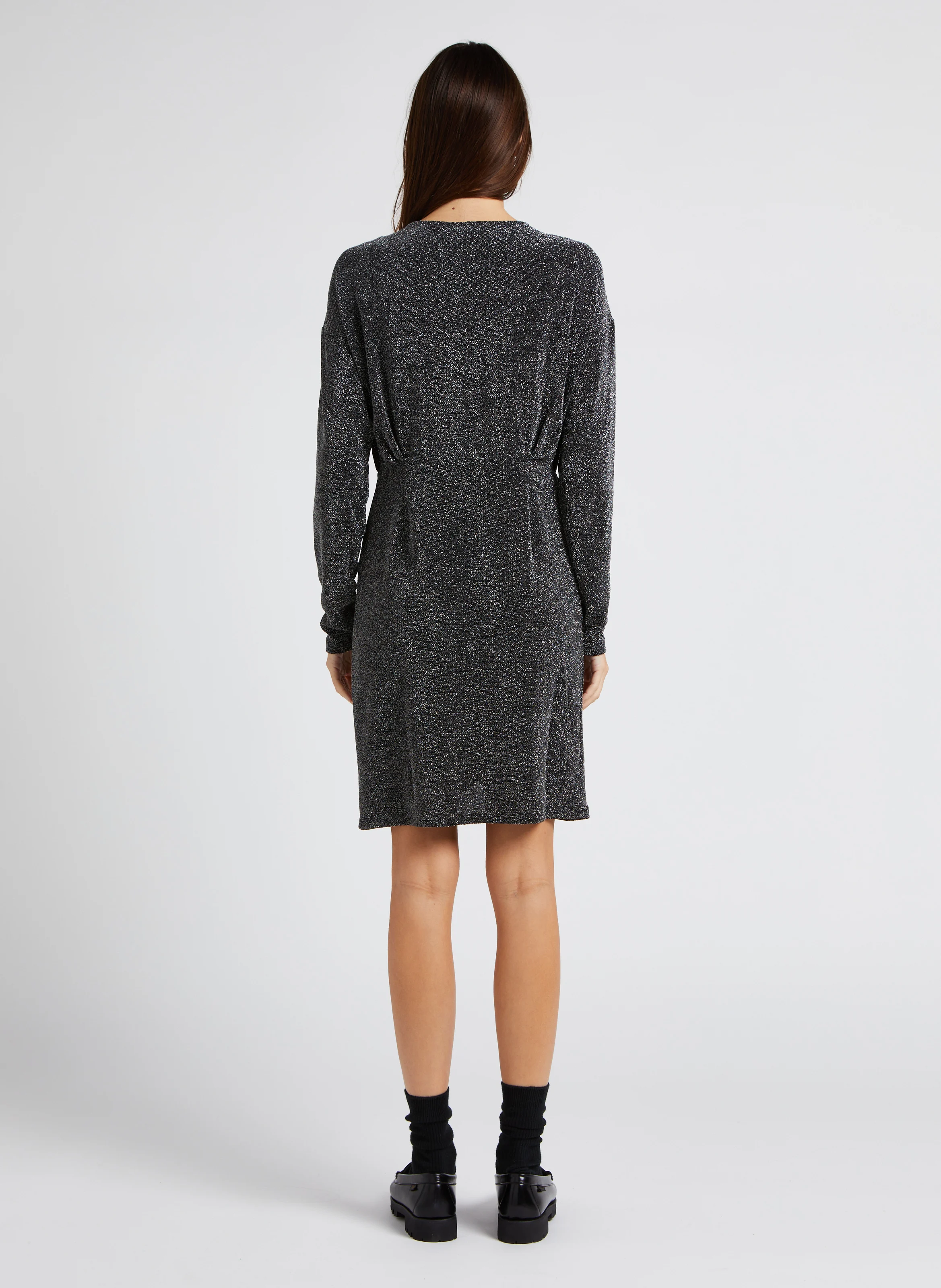 SHINY - Robe courte col V | Noir