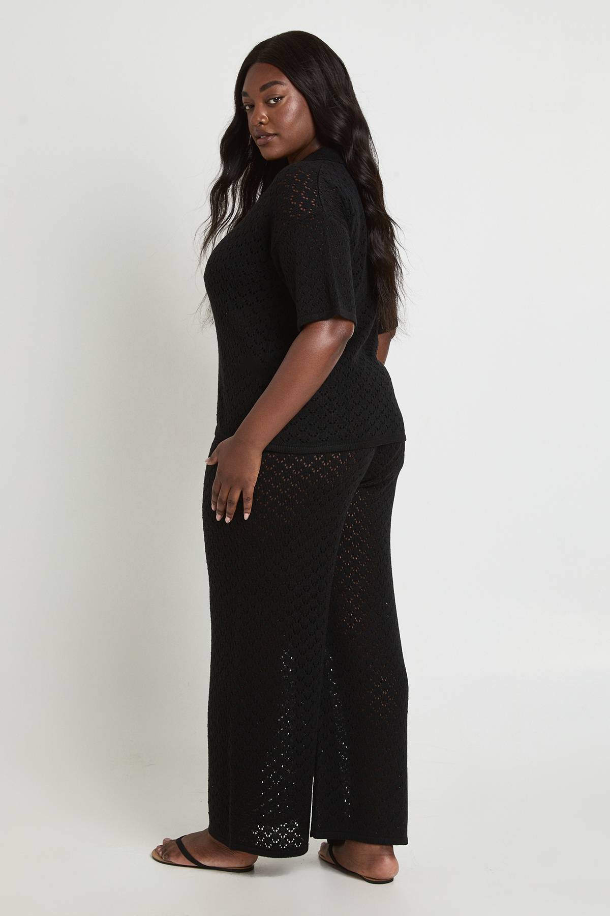 boohoo Pantalon De Plage Tricoté Grande Taille