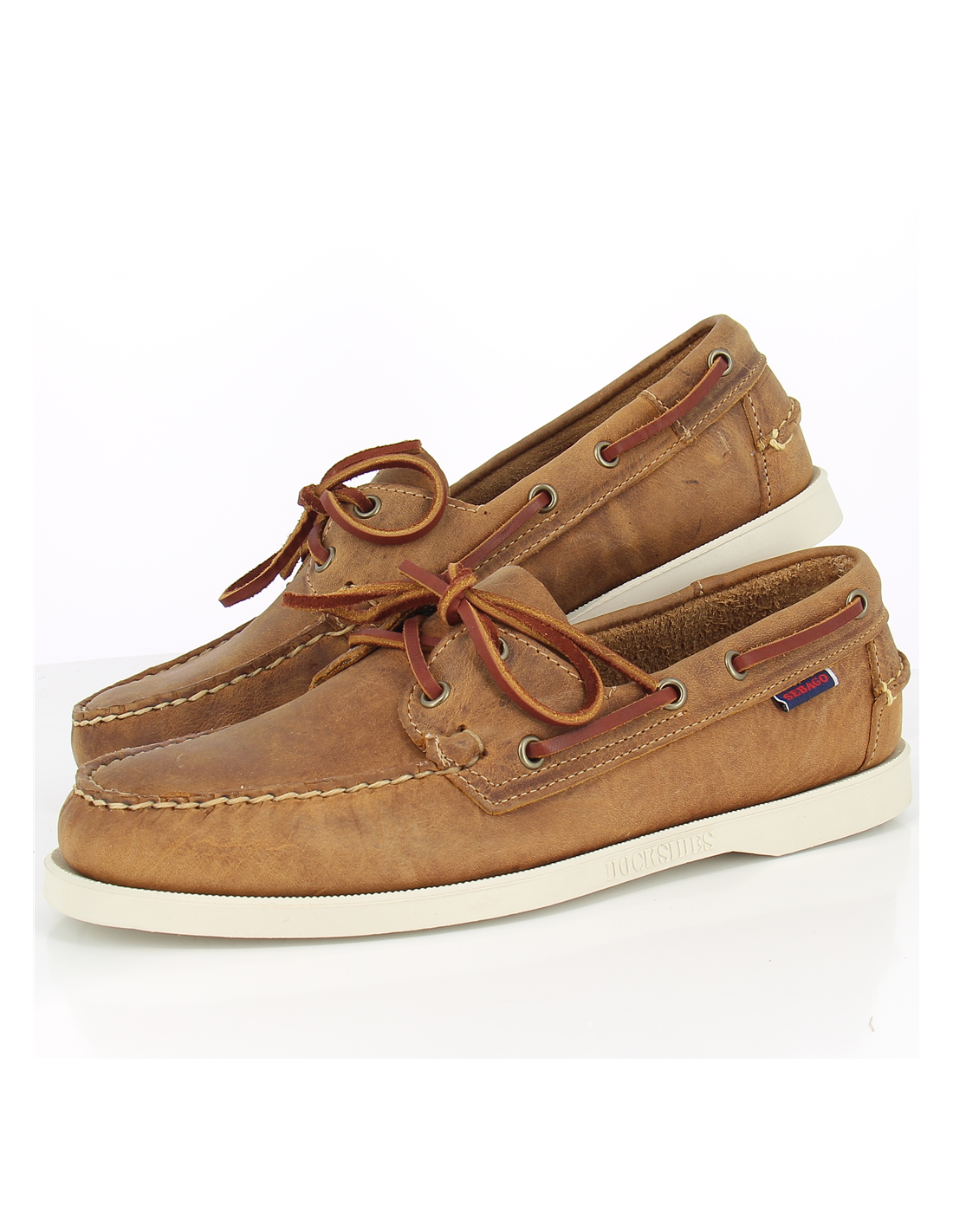 sebago mocassins bateaux homme docksides crazy cuir camel