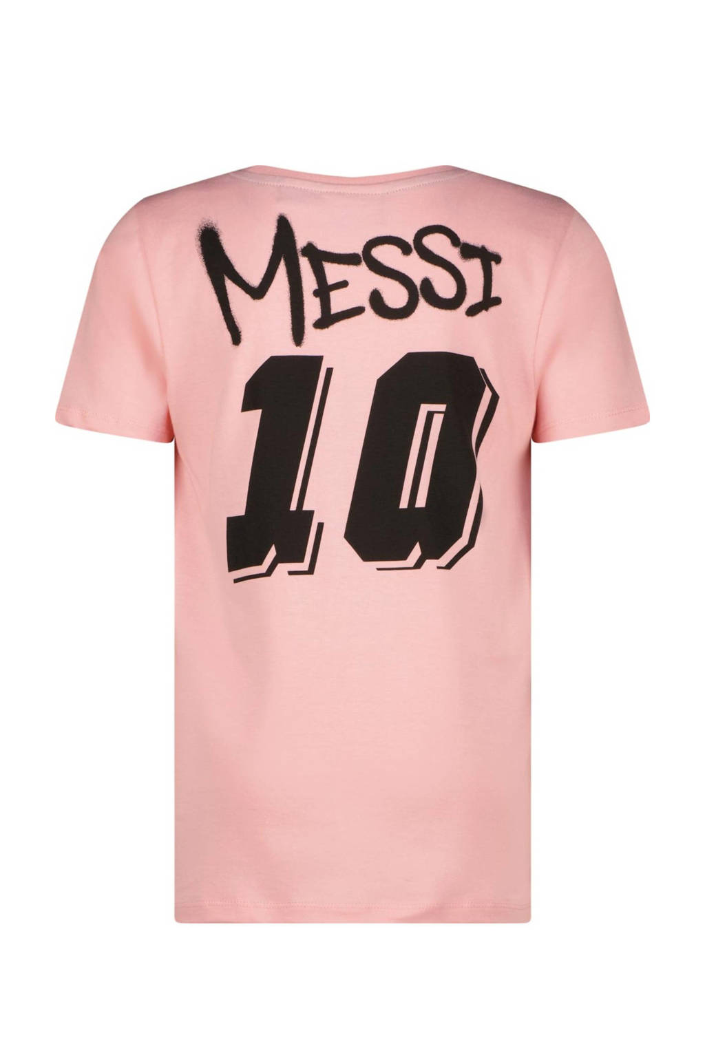 Messi T-shirt Ten met backprint lichtroze/zwart
