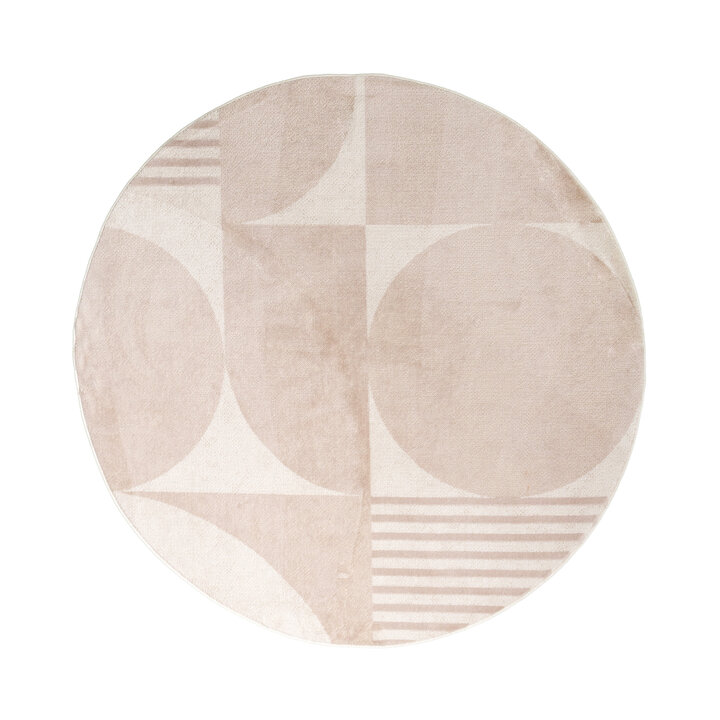 Rond Japandi vloerkleed - Aurora Circles Beige