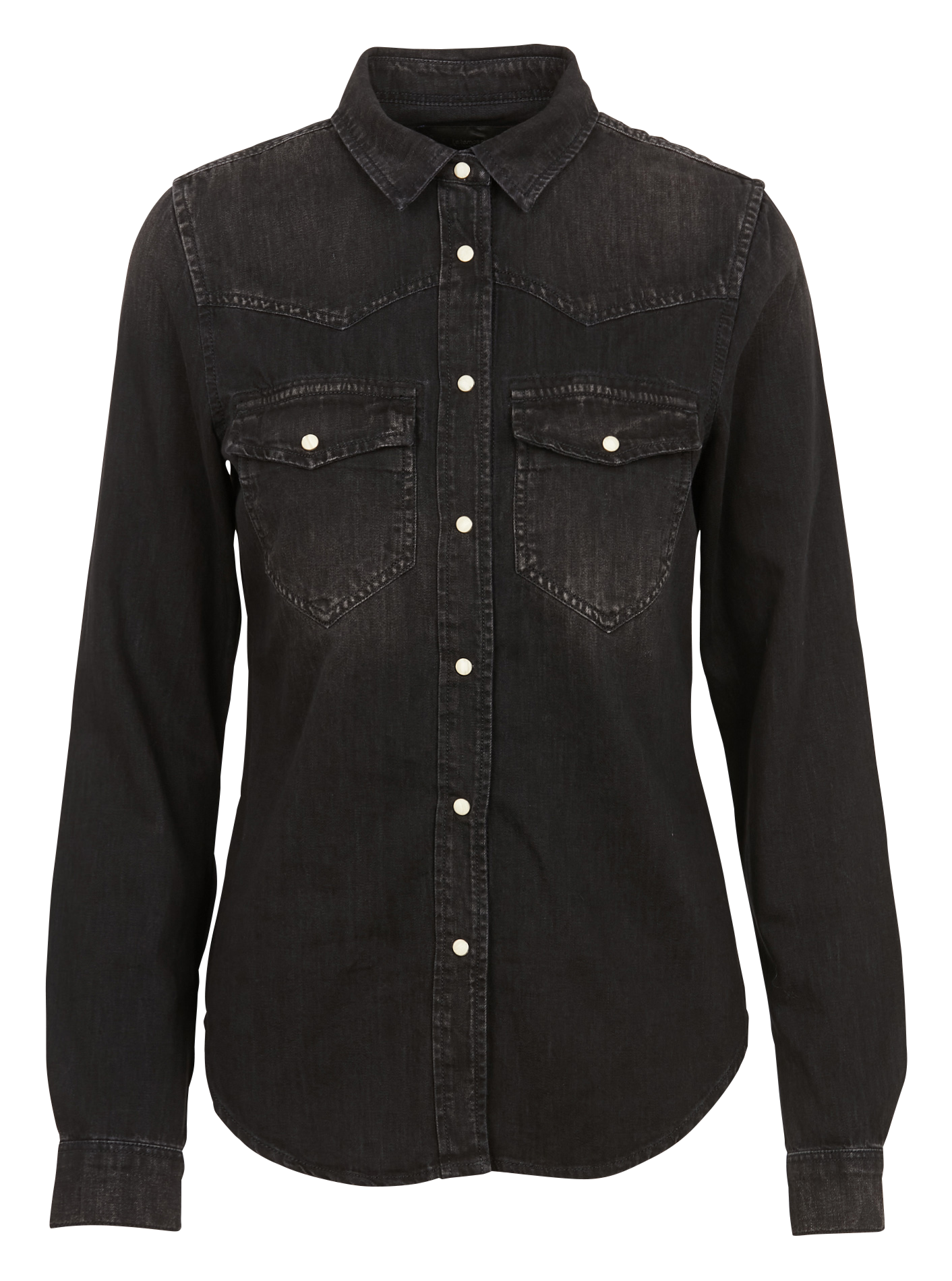 JUANITA - Chemise col classique droite en coton | Noir