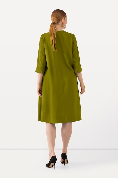 Midikleid, Struktur, A-Linie, Tunika-Ausschnitt, 3/4-Arm