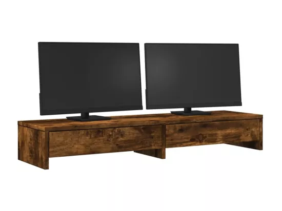 Support de moniteur avec tiroirs chêne fumé bois d'ingénierie