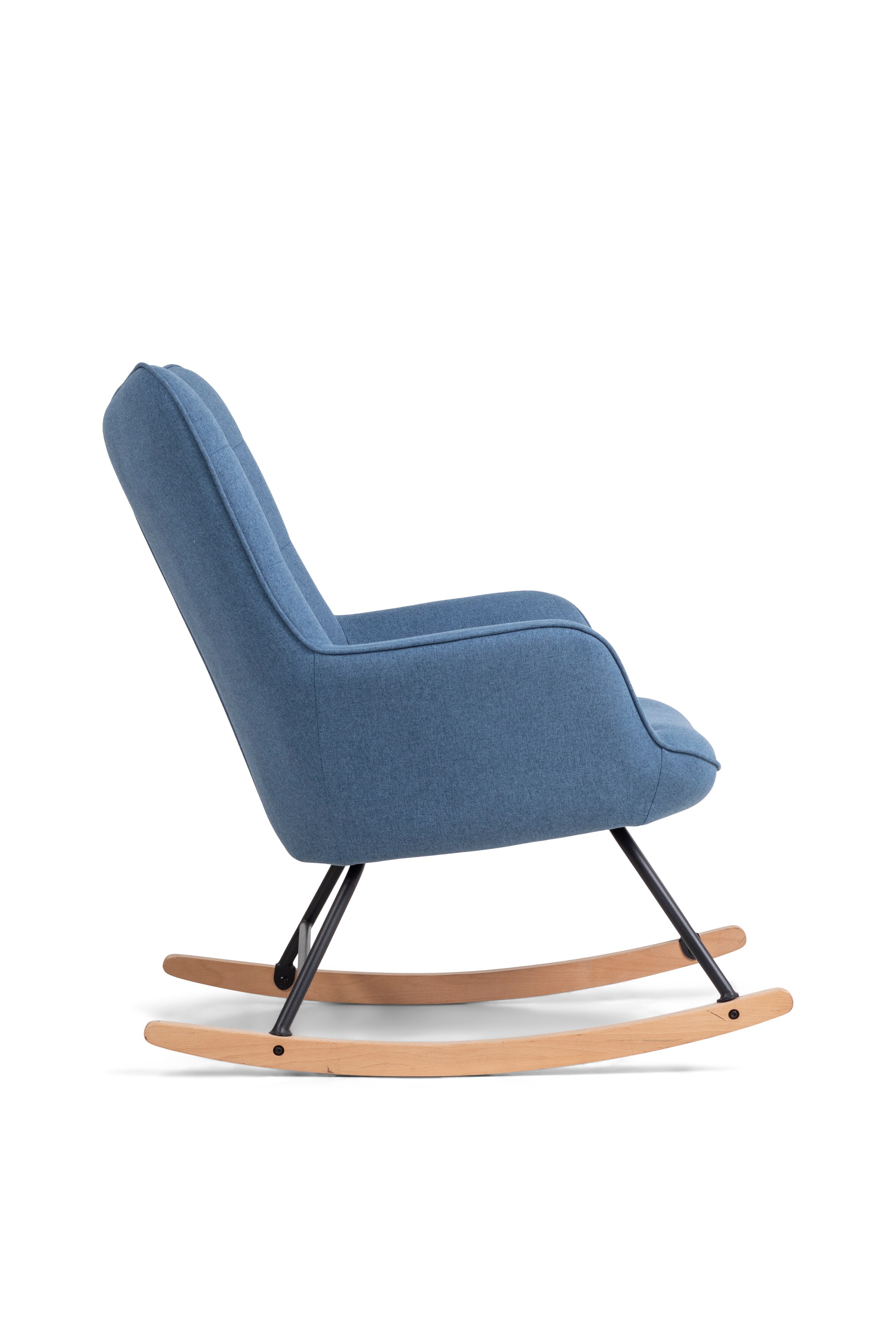byLIVING Schaukelstuhl RICHIE, Webstoffbezug blau, Gestell Metall schwarz