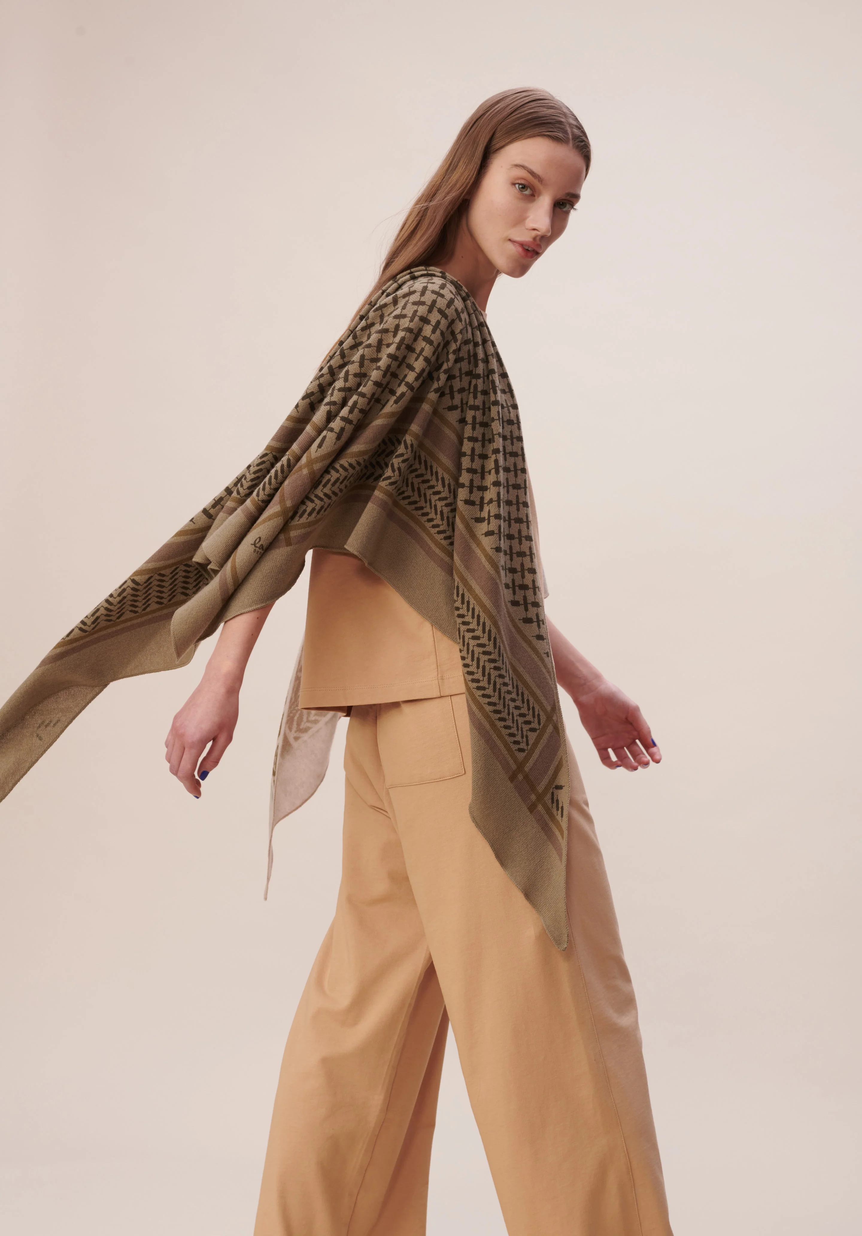 Lala Berlin  Triangle Trinity Colored tørklæde, Grey on Militare - M