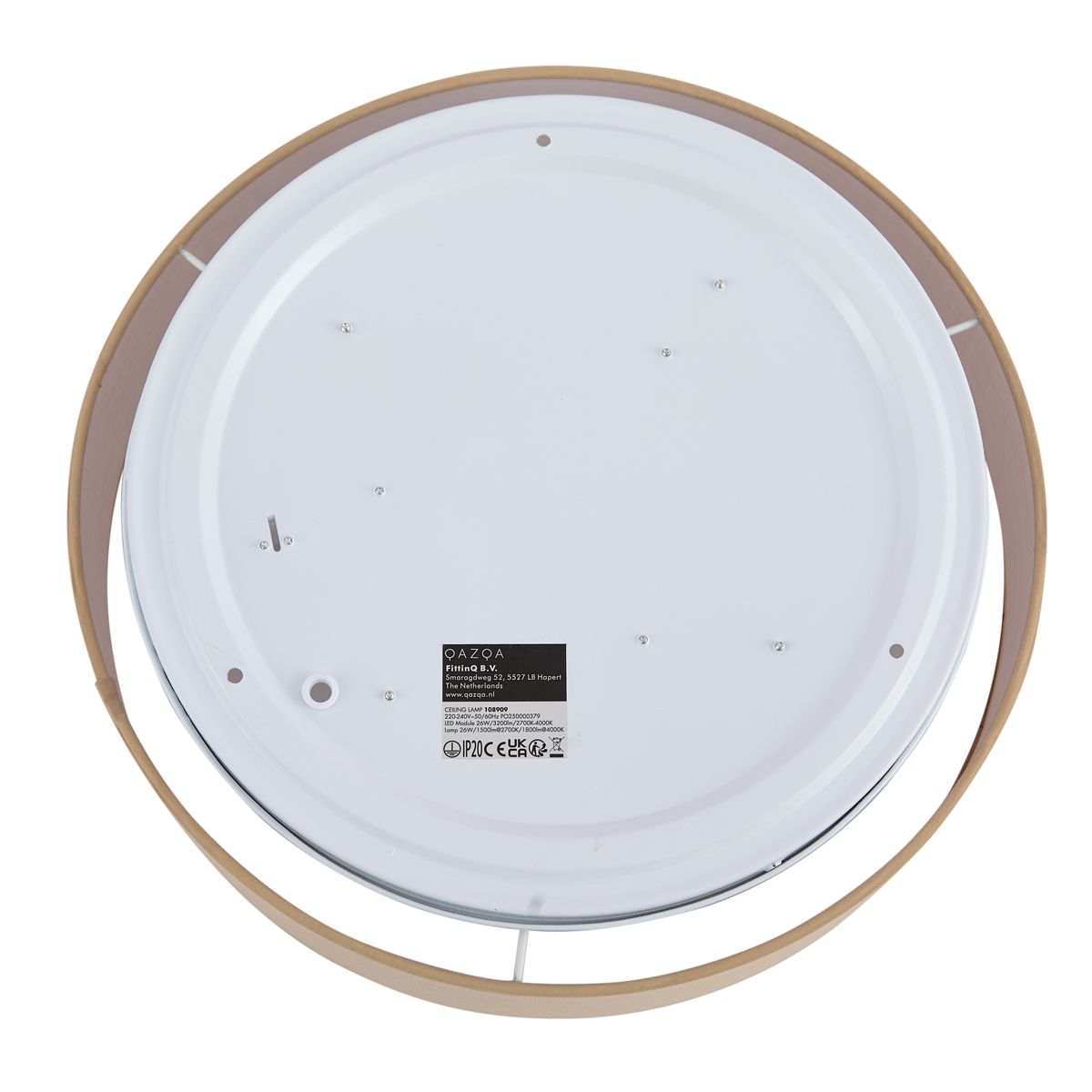 Smart plafondlamp beige 35cm incl. LED en afstandsbediening - Flat drum