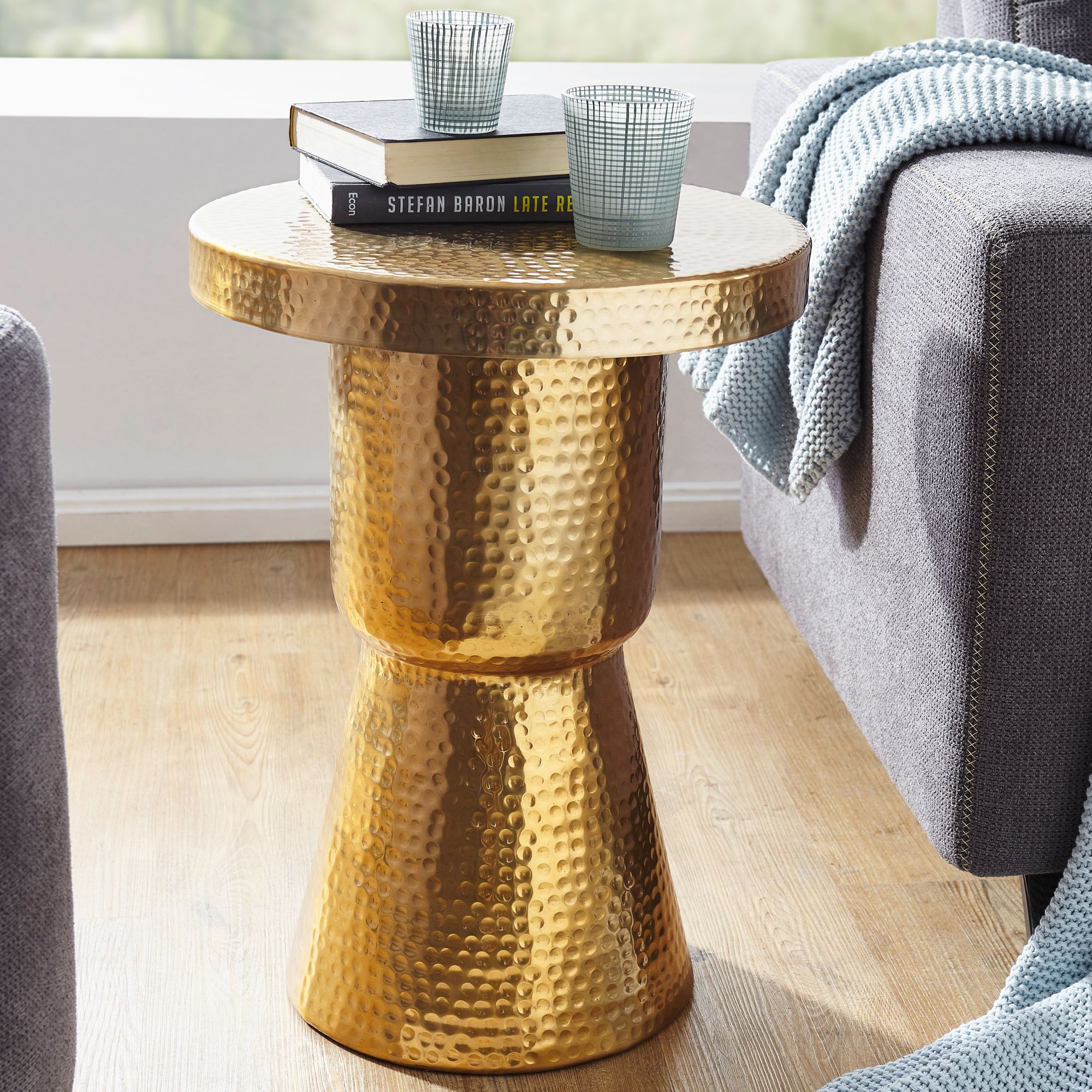 KADIMA DESIGN Orientalischer Dekotisch ENNS: Aluminium, Hammerschlag-Strukturen, 43x59x43 cm