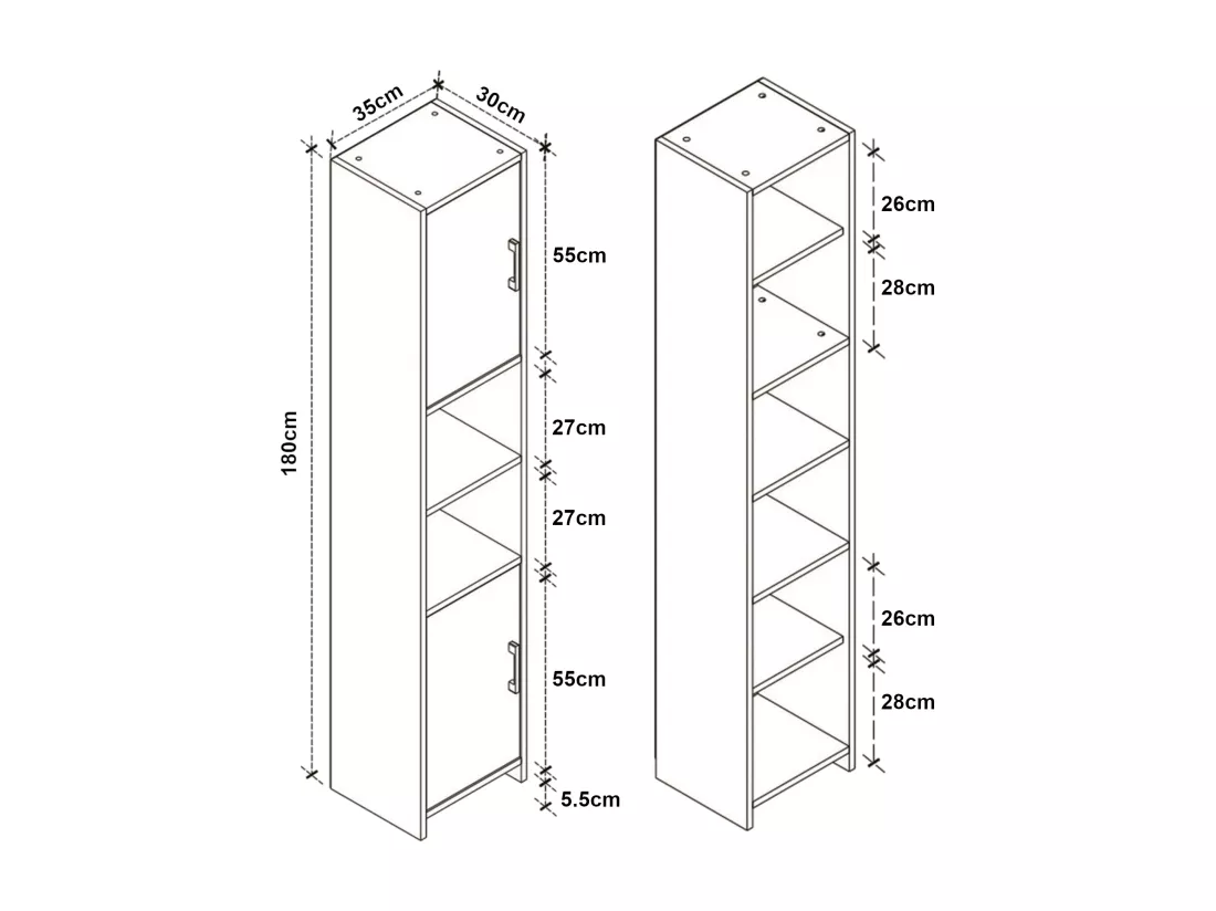 Meuble colonne de cuisine Rautrina 180 x 35 x 30 cm anthracite [en.casa]