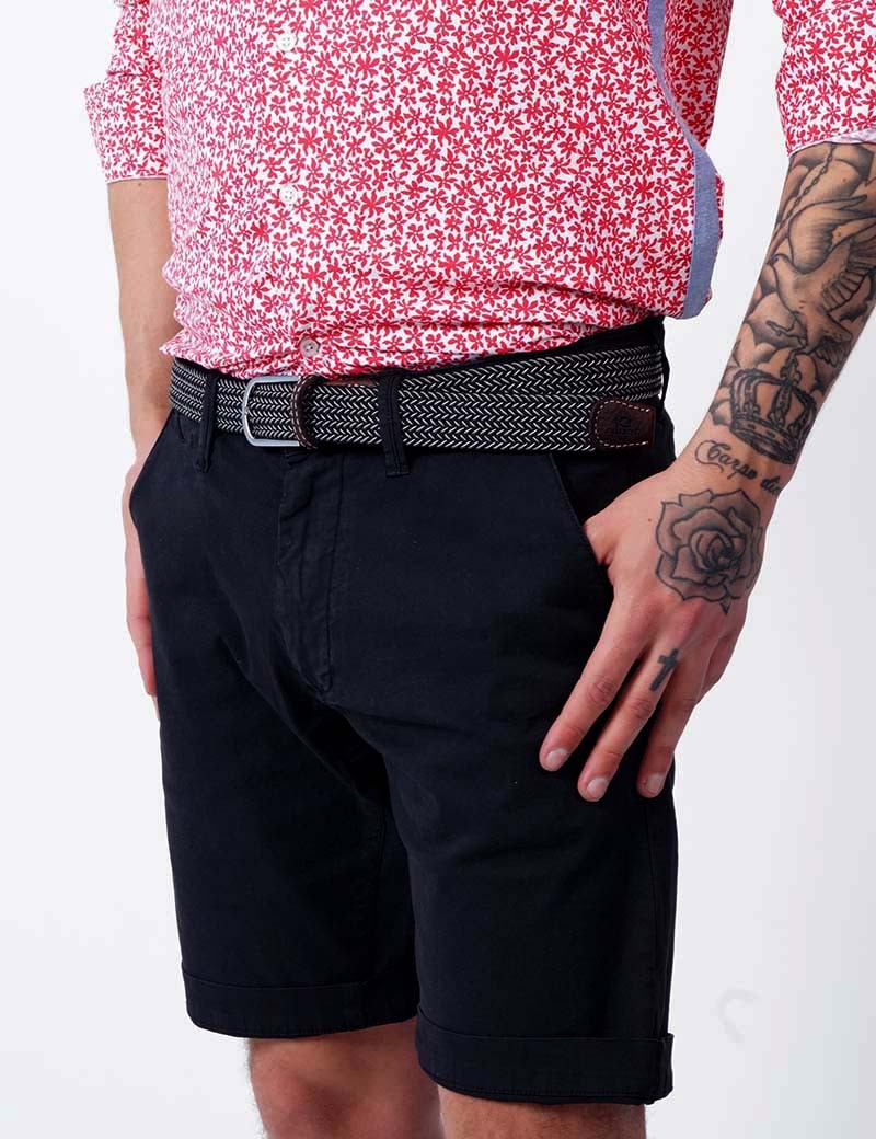 RECYCLED ART WORLD SHORT CHINO STRETCH NOIR
