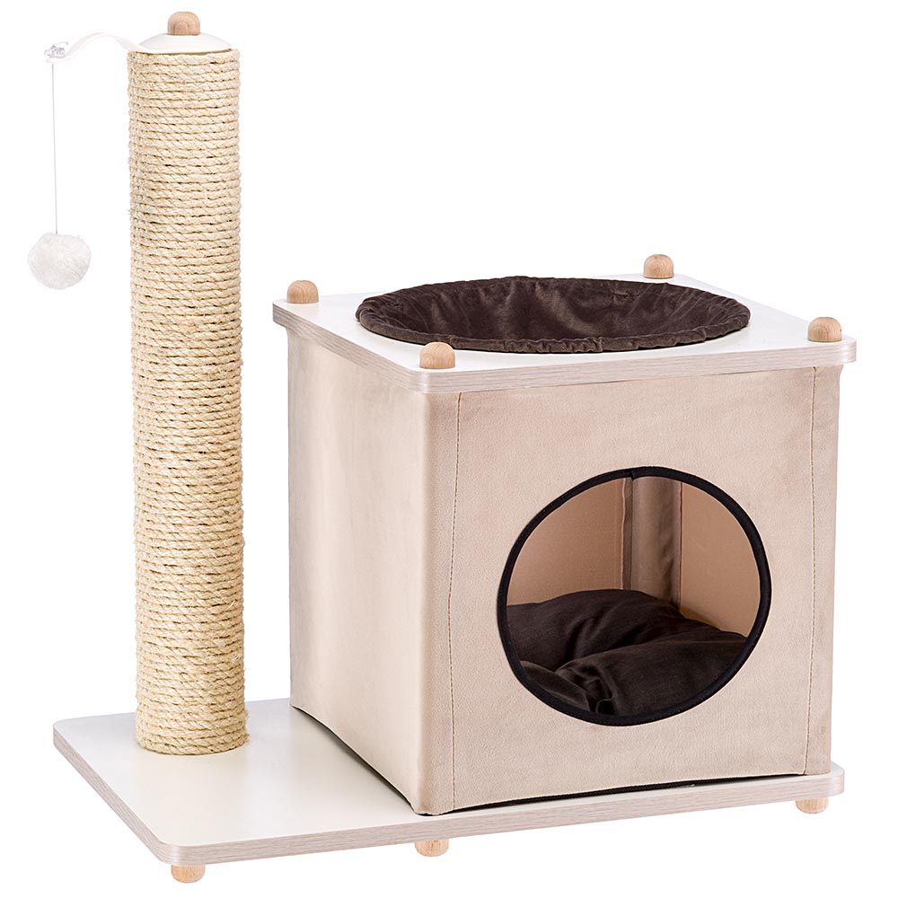 Meubles pour chat yoshi, bois fsc, avec poteau à gratter, hamac pour chat, lit et balle de jeu