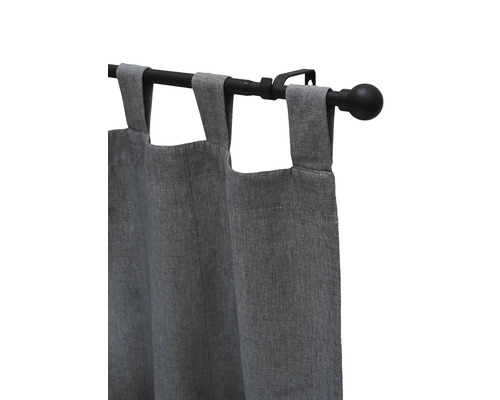 Uitschuifbare gordijnroedeset, bolvormig, zwart, 120-210 cm, Ø 16/19 mm