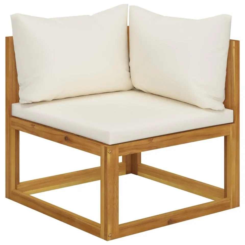 vidaXL - Tuinset - Crème - Acaciahout - 7 stuks - Met kussens