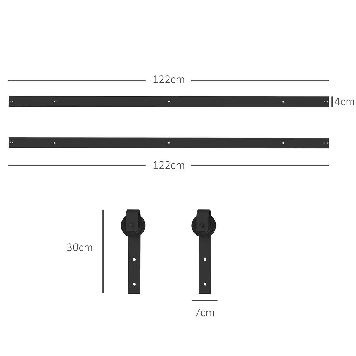 HOMCOM Schuifdeurbeslagset 244 cm Complete set met rails, rollen, anti-springbeveiliging, deurstopper, vloergeleider, schuifdeursysteem van koolstofstaal, zwart