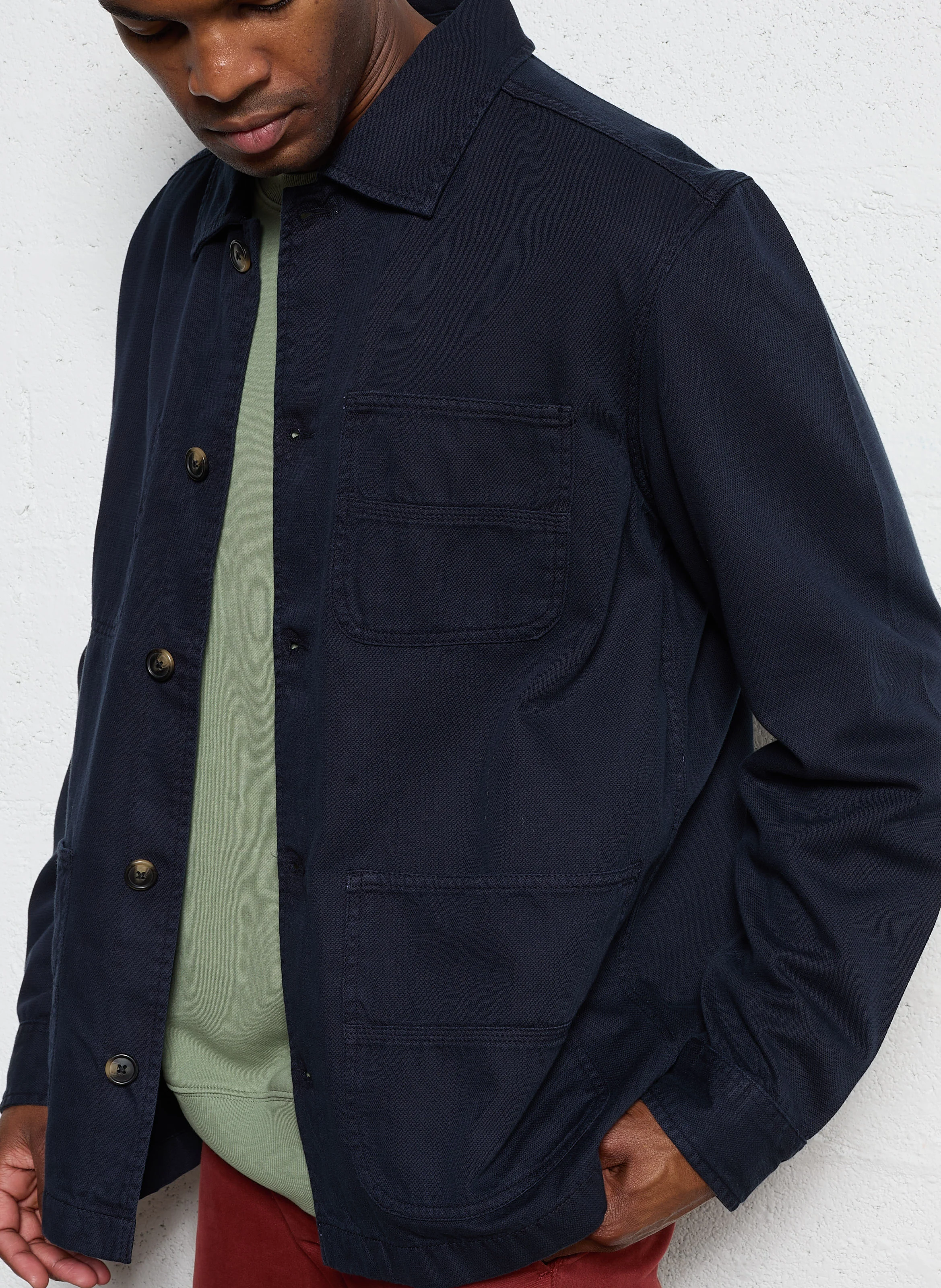 Surchemise droite col classique en coton | Bleu