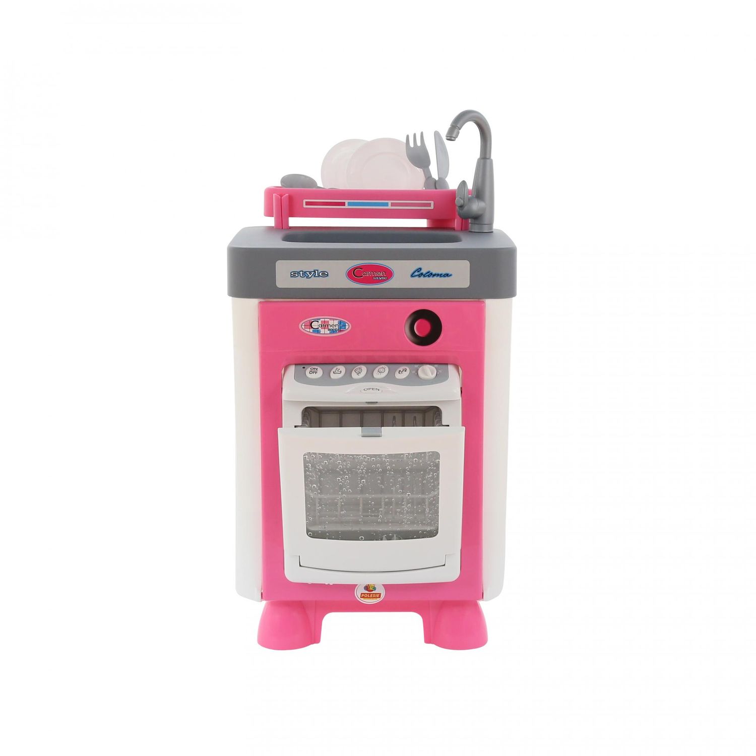 Polesie Kinder-Spiel-Spülmaschine 57891 Carmen Ablage Geschirr Wasserbehälter rosa