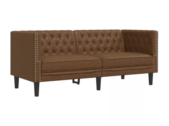 Canapé à 2 places Chesterfield marron similicuir daim