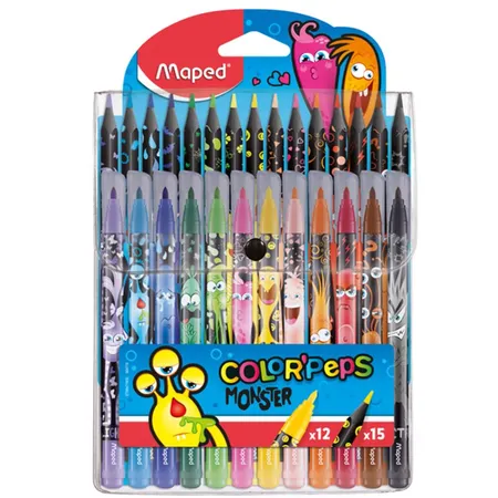 Maped Stifte-Set COLOR'PEPS MONSTER Filzstifte x12 + Buntstifte x15