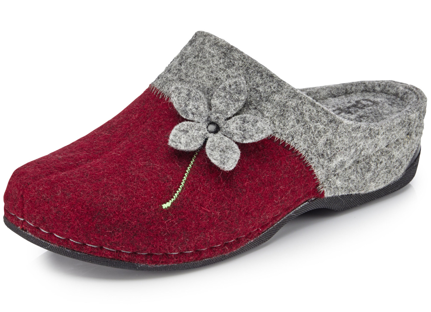 Laurina Wollfilz-Pantoffel mit Blüten-Applikation