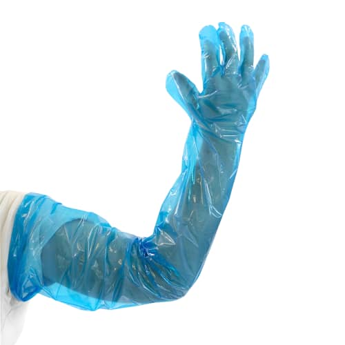Gant à usage unique PE Paredes bleu 85cm