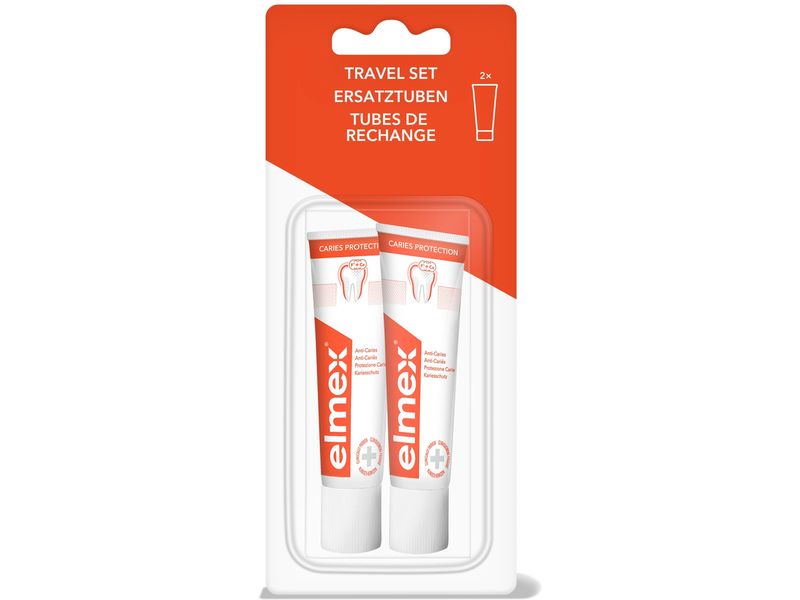 elmex Zahnpasta Kariesschutz 2 x 12 ml Reisegrösse Kariesschutz Zahnpasta ideal für unterwegs