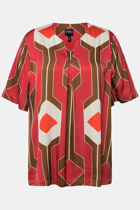 Tunika, Retro-Design, A-Linie, Tunika-Ausschnitt , Halbarm