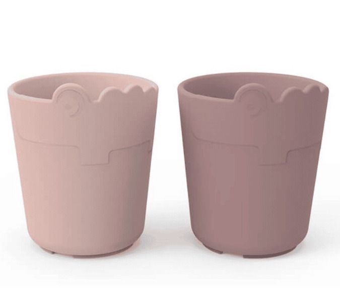 Done by Deer™ Tasse enfant Kiddish mini Croco PP rose lot de 2 - Ecru