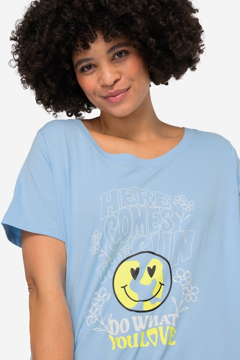 T-Shirt, oversized, Smiley, Rundhals, Halbarm