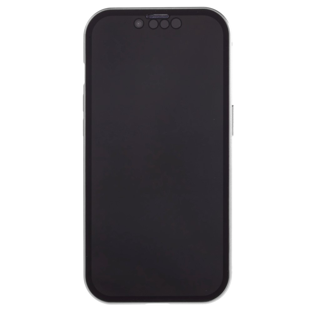 iPhone 14 Magnetische Alu Schutzhülle mit Panzer Glas Backcover   Privacy Glas Displayschutz (Magnet-Technologie) - Silber