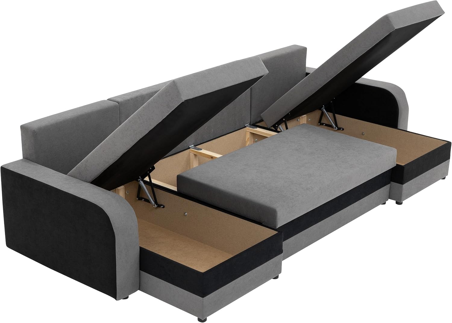 Mirjan24 Ecksofa Kristofer U, Design Eckcouch Couch mit Schlaffunktion, DREI Bettkasten, Wohnlandschaft, Bettfunktion, U-Form Sofa, Seite Universal, Farbauswahl (Lux 06 + Lux 05.)