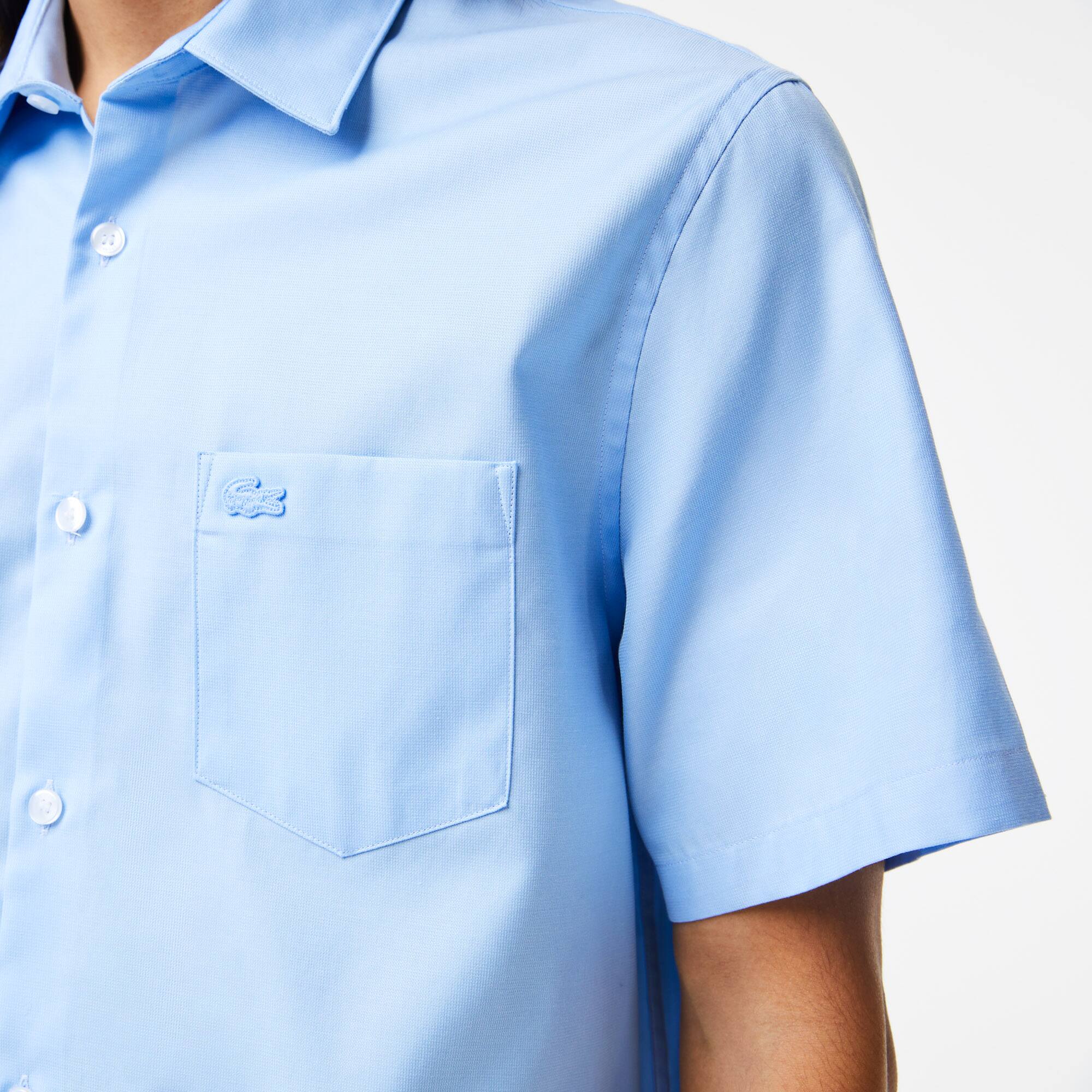 Chemise regular fit unie à manches courtes en coton premium Manches Courtes - Bleu - Lacoste - Homme