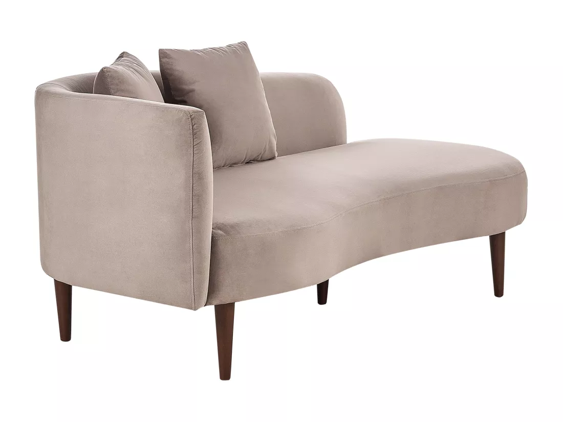 Chaise longue côté droite en velours taupe CHAUMONT