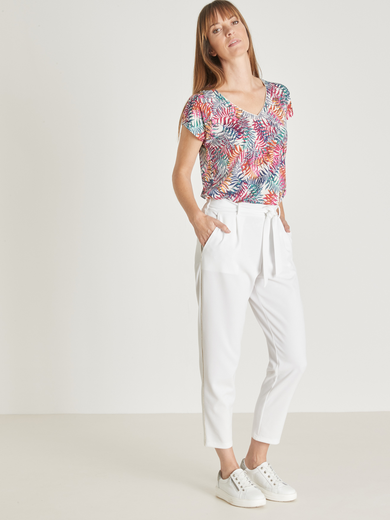Pantalon raccourci élastiqué