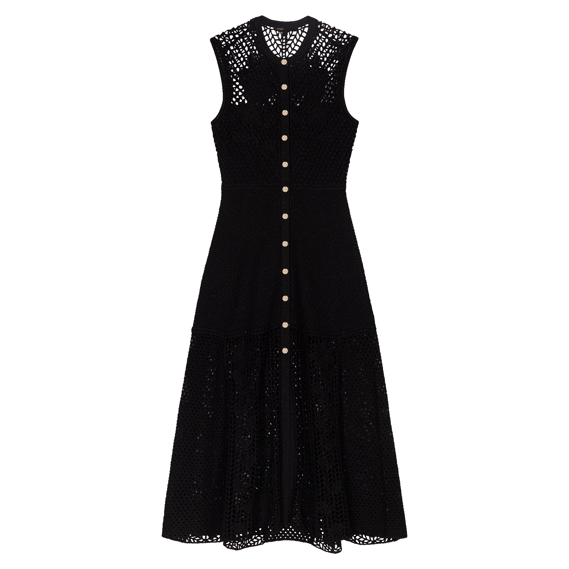 Robe longue moulante à col rond | Noir