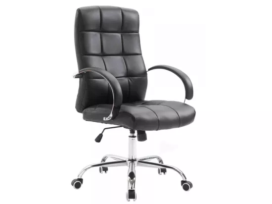 Chaise de bureau - Similicuir & Métal chromé - Noir - Mikos