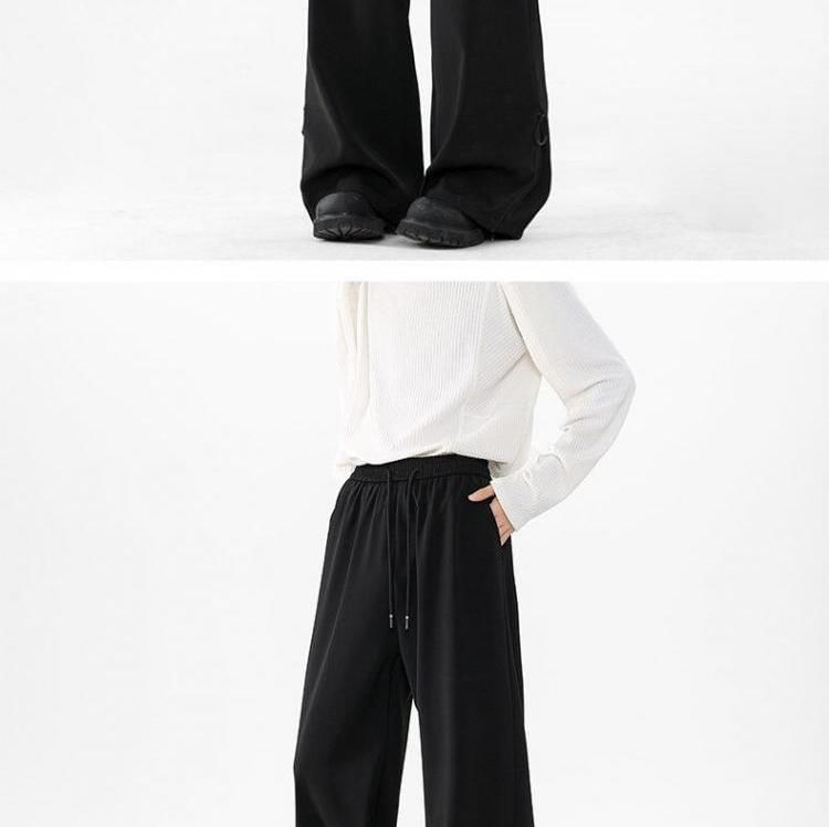 Kimeya - Effen broek met wijde pijpen en trekkoord in de taille