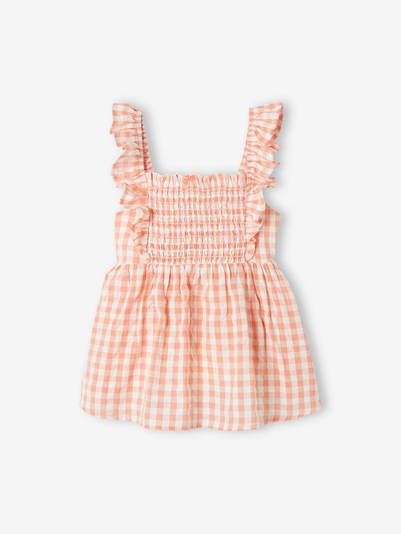 Blusa rosa peônia com alças franzidas e babados para meninas
