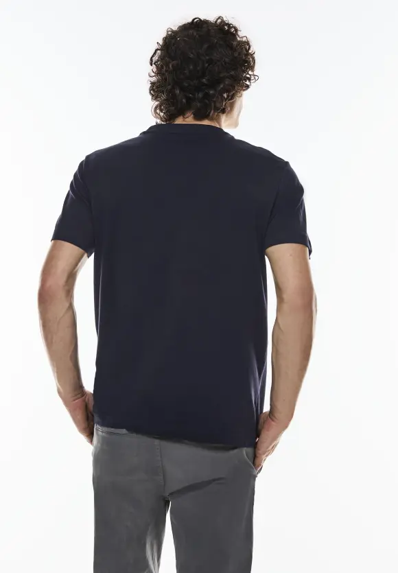 T-Shirt mit Brustprint - deep blue