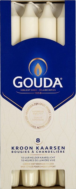 Gouda Dinerkaarsen / Tafelkaarsen Ivoor 24 8 Stuks