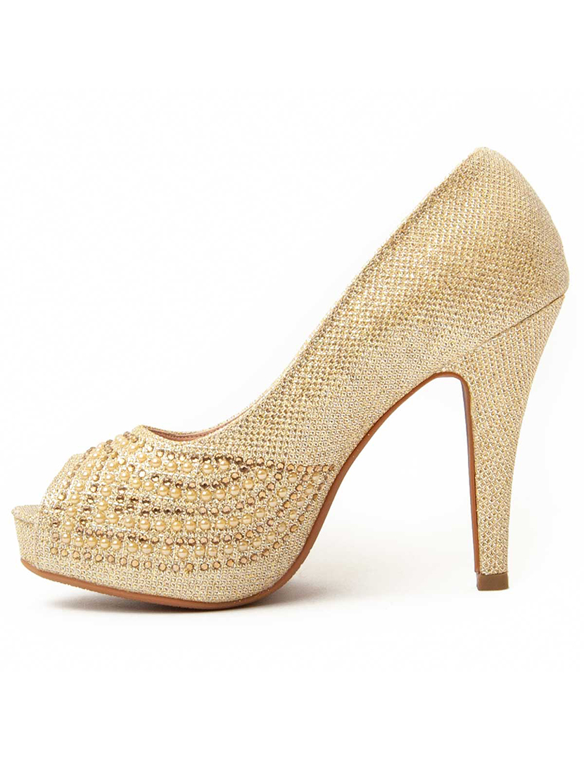 Ladies Gold Heeled Shoes