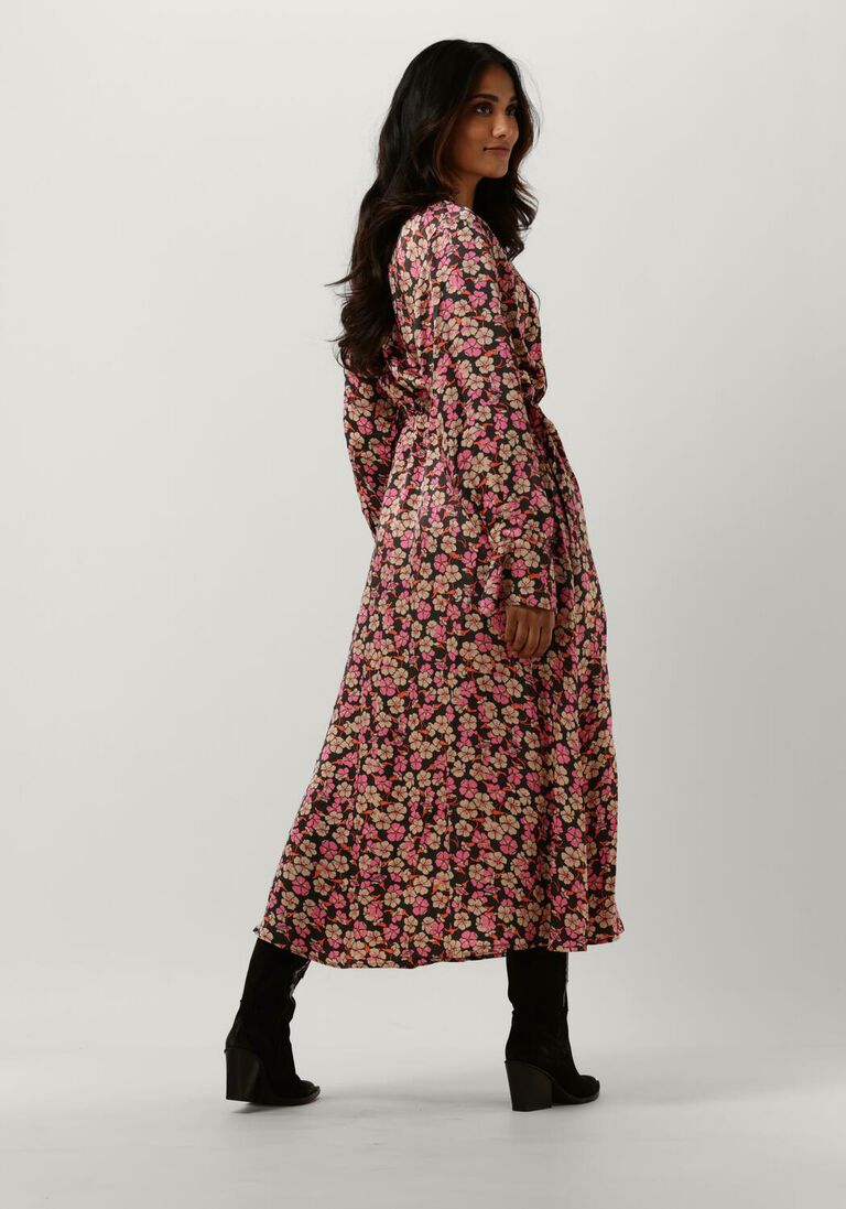 SECOND FEMALE roze second female midi jurk victory v-neck dress