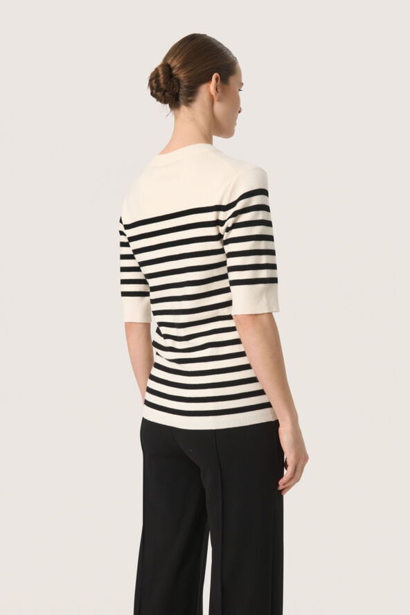 Soaked in Luxury SLPina Striped Tee White with black stripe
