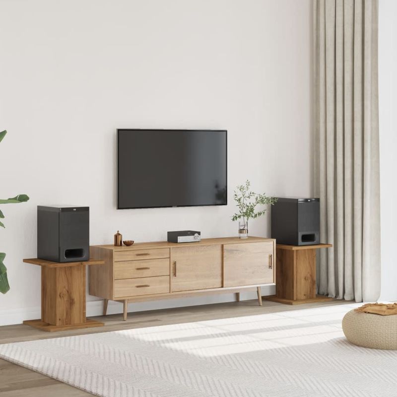 Luidsprekerstandaarden - Artisanaal Eiken - Bewerkte Hout - Set van 2