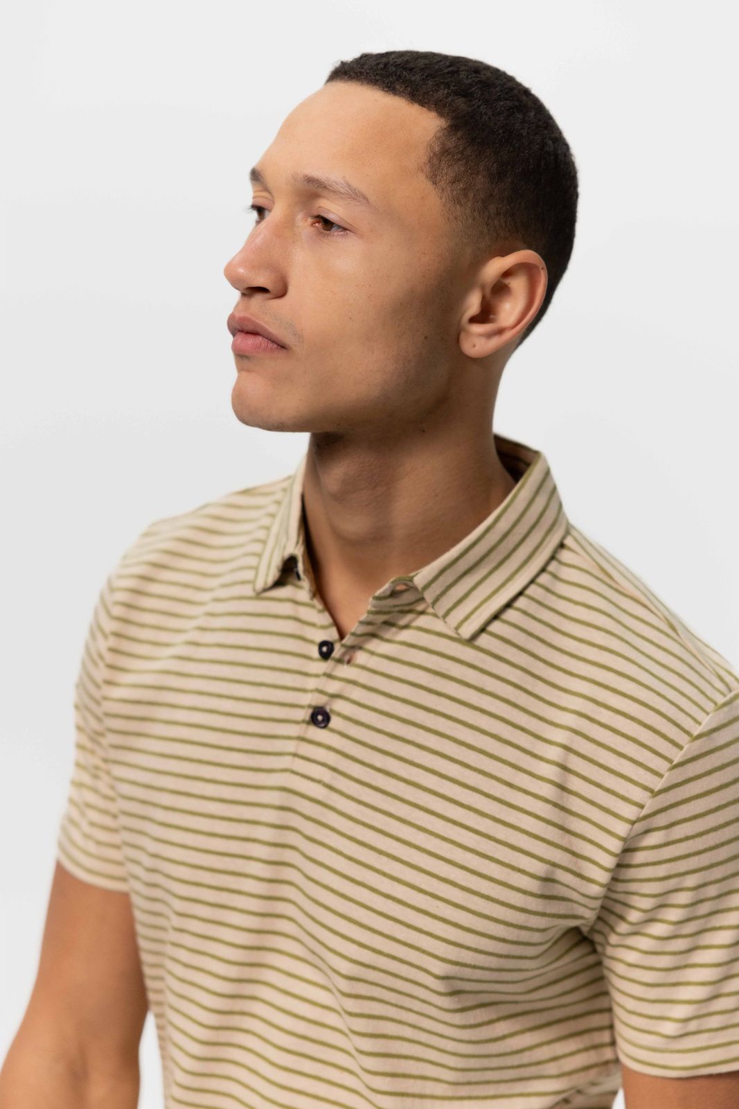 Groen gestreepte jersey polo