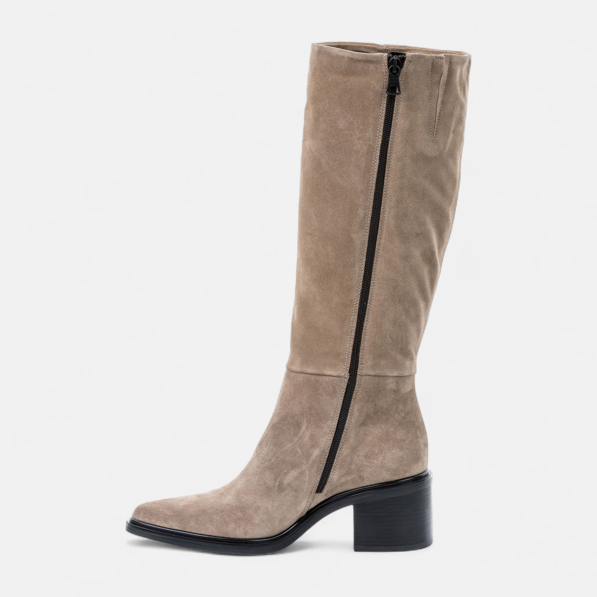 Bottes à talon Femme en cuir beige