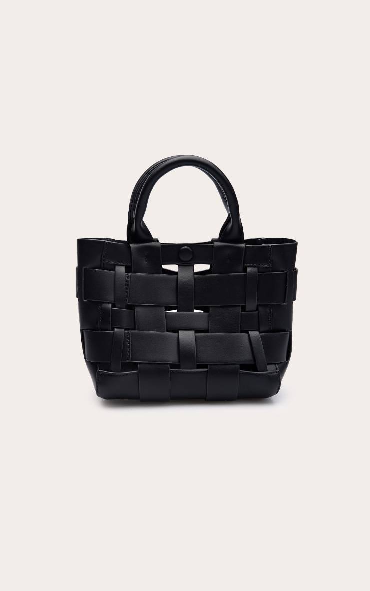 Noir Sac À Main Tressé Main En Synthétiquecuir