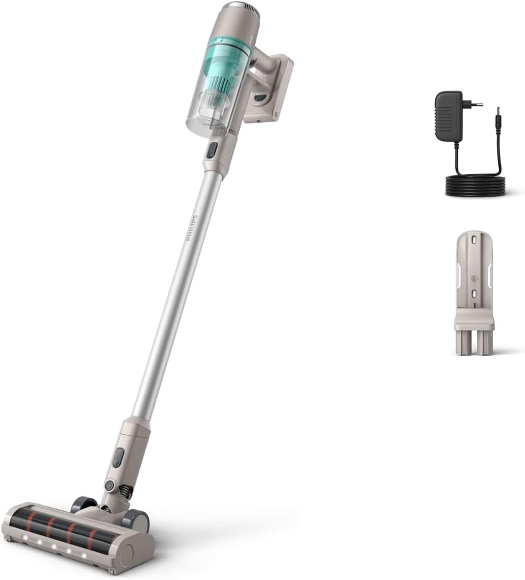 Philips Akku-Staubsauger 2000 Serie. Starke Saugkraft auf Hartböden, 40min Laufzeit, LED-Düse, austauschbarer Akku, leicht, 3-stufige Filterung, Wandhalterung (XC2012/01)