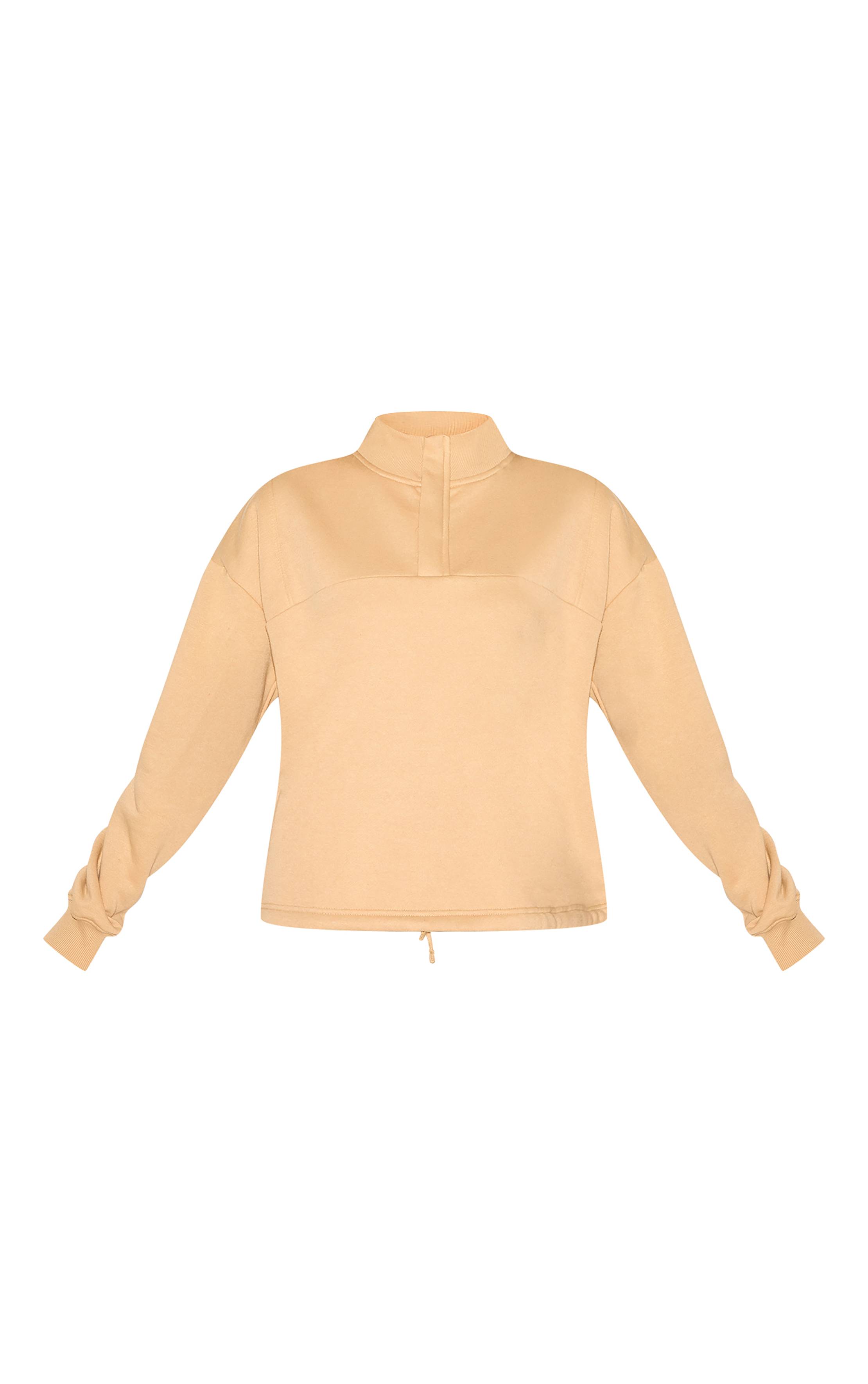 Latte Sweatshirt Latte À Zip Quart Et Ourlet À Cordon
