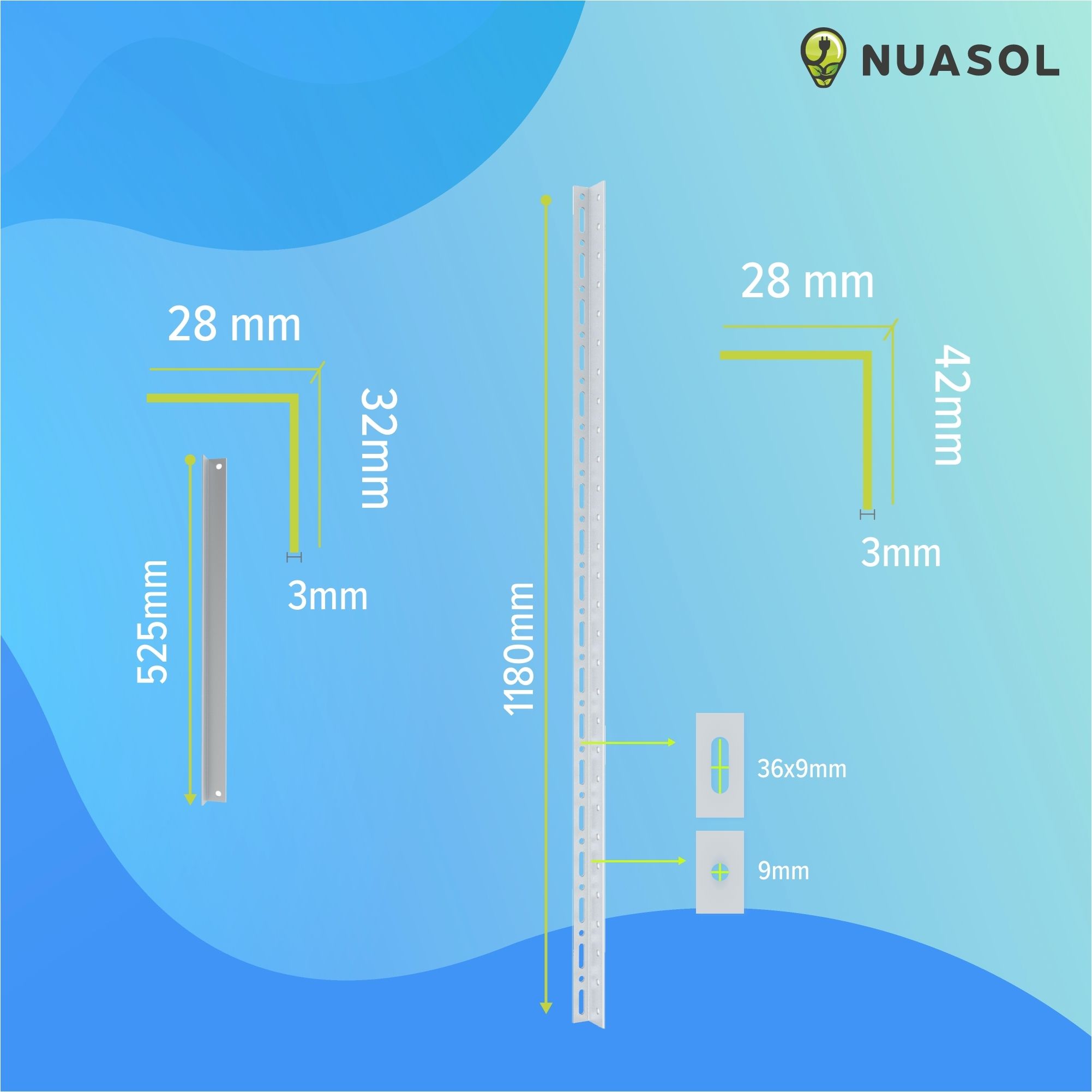 Nuasol_Dreieck Solarpanel Halterung 1180 mm 2er Set